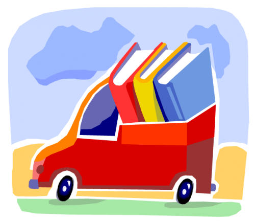 Illustration of a truck full of books