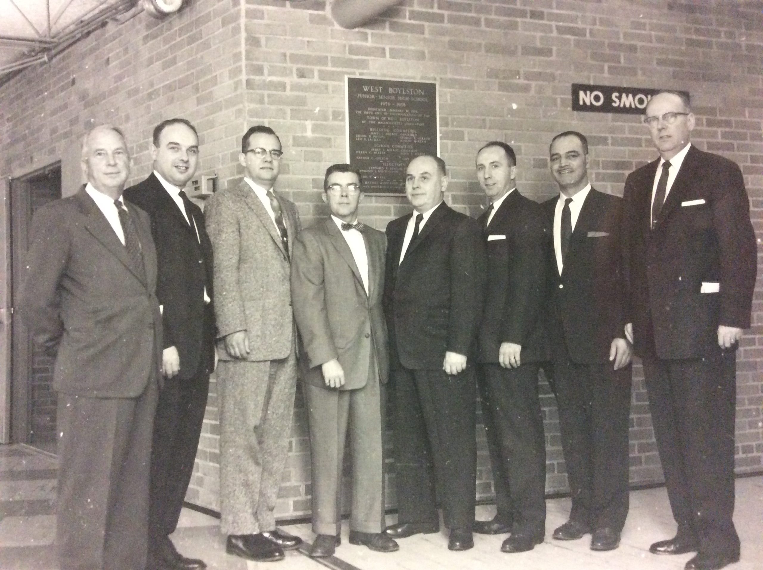 Photo of administrators at the dedication of the West Boylston High School