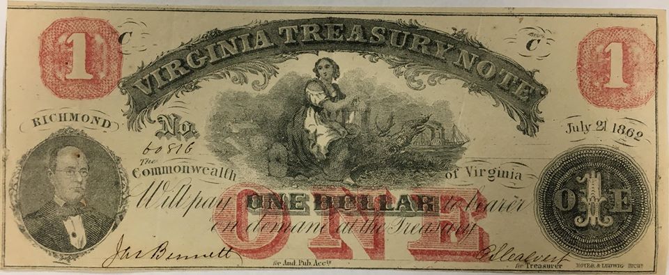 Image of a civil war one dollar bill
