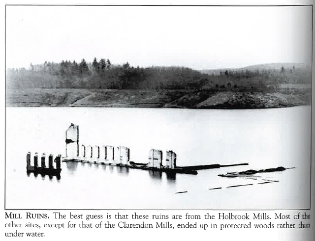 Photograph of mill ruins at the reservoir