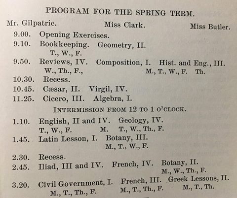 Class list for students in 1897