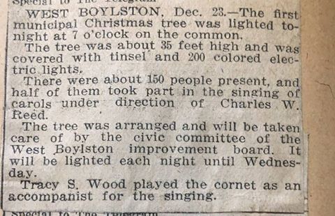 Tree lighting, news article 