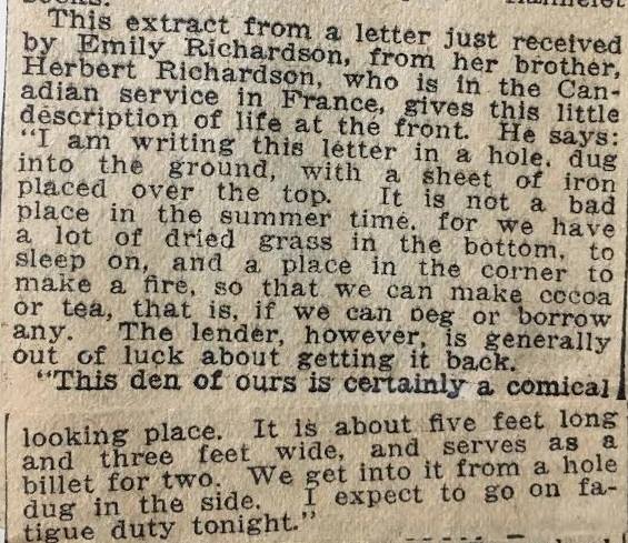 WWI, newspaper article