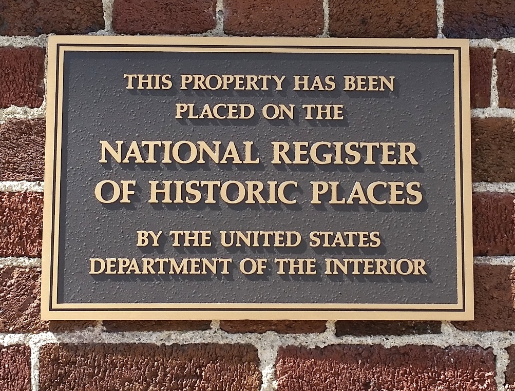 Photo of the National Register of Historic Places plaque