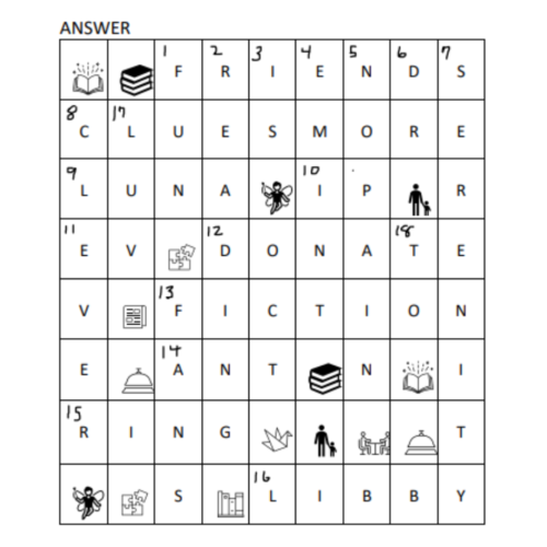 The completed version of a crossword puzzle.