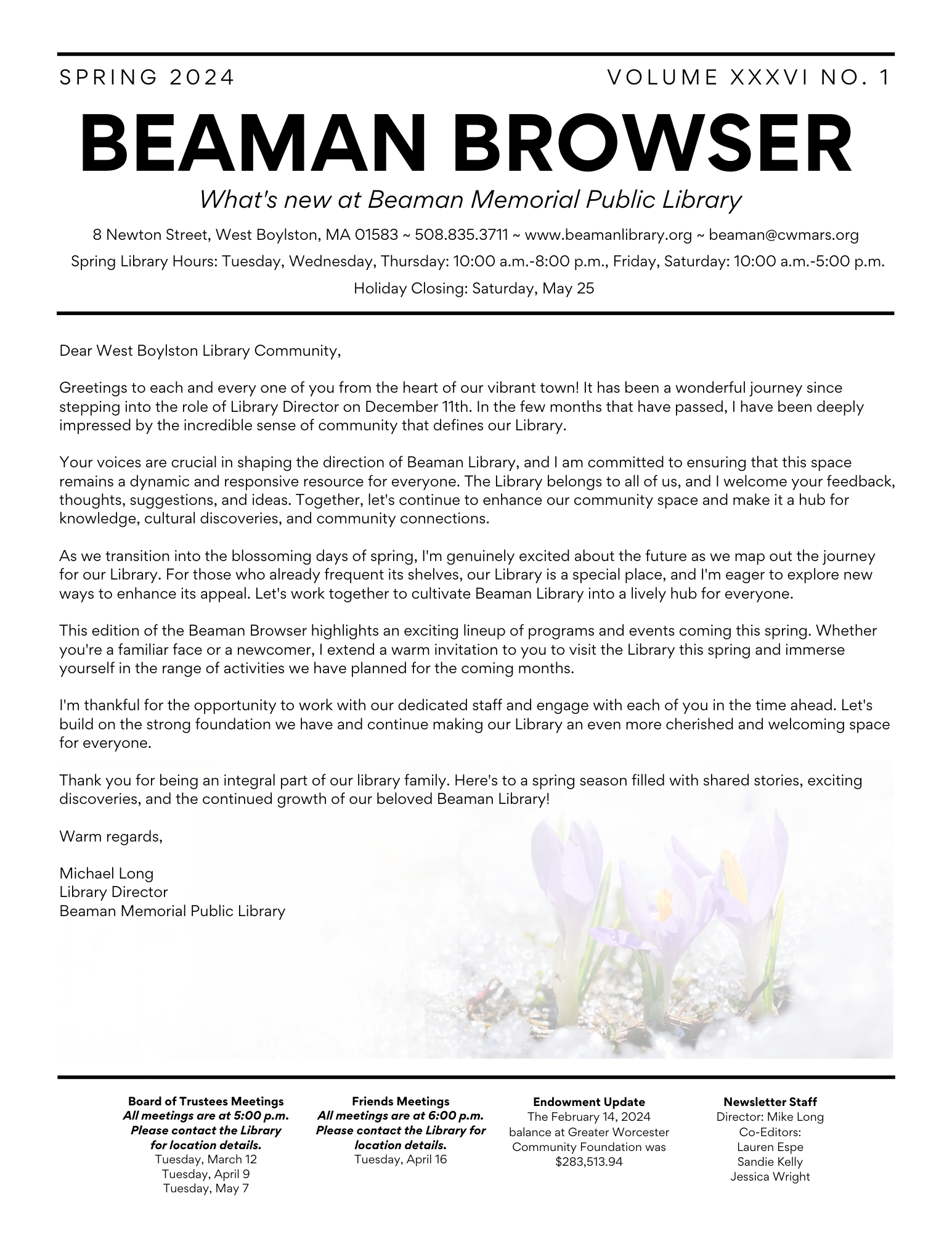 Beaman Browser Spring 2024 Beaman Memorial Public Library