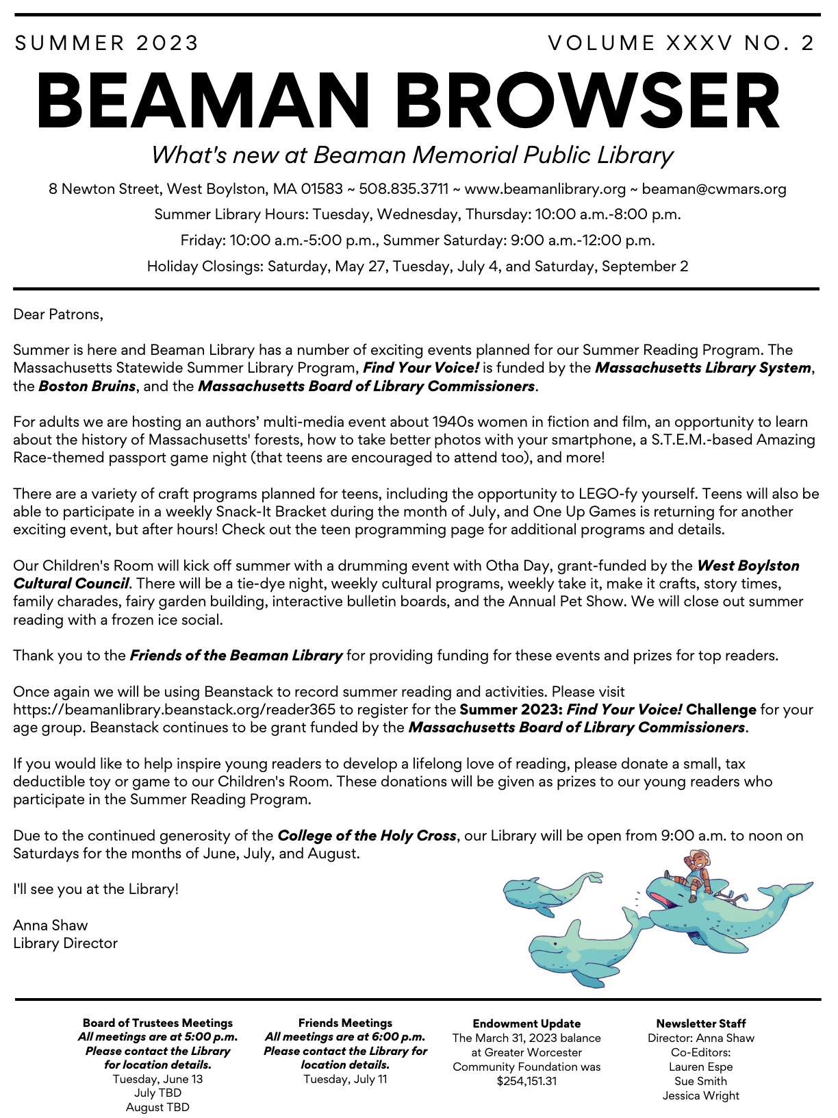 Beaman Browser Summer 2023 Beaman Memorial Public Library