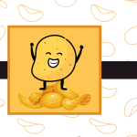 An illustration of a chip standing on top of a pile of chips celebrating.