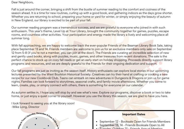 Front page of Fall 2025 Beaman Browser.